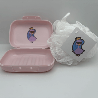 Princess Pajaro Soap Dish and Bath Sponge Set