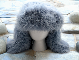 Princess Pajaro Luxury Faux Fur Winter Hat with Hood, Blue, Plush Fluffy Material, Cold Weather Winter Ski Accessory